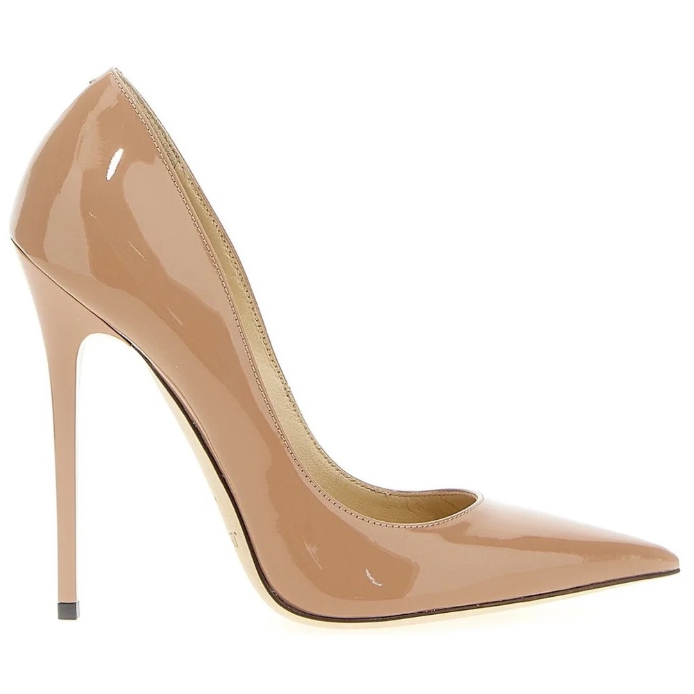 Jimmy Choo Nude Patent Anouk Pointed Toe Pumps Size 37
